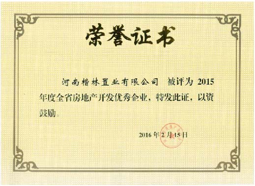 省房地產(chǎn)開(kāi)發(fā)優(yōu)秀企業(yè)